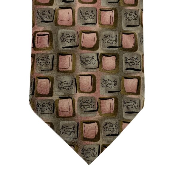 J Garcia Tie Fish Ltd Edition Collection 42 Pink Green Silk Geometric 2006 - Picture 2 of 5